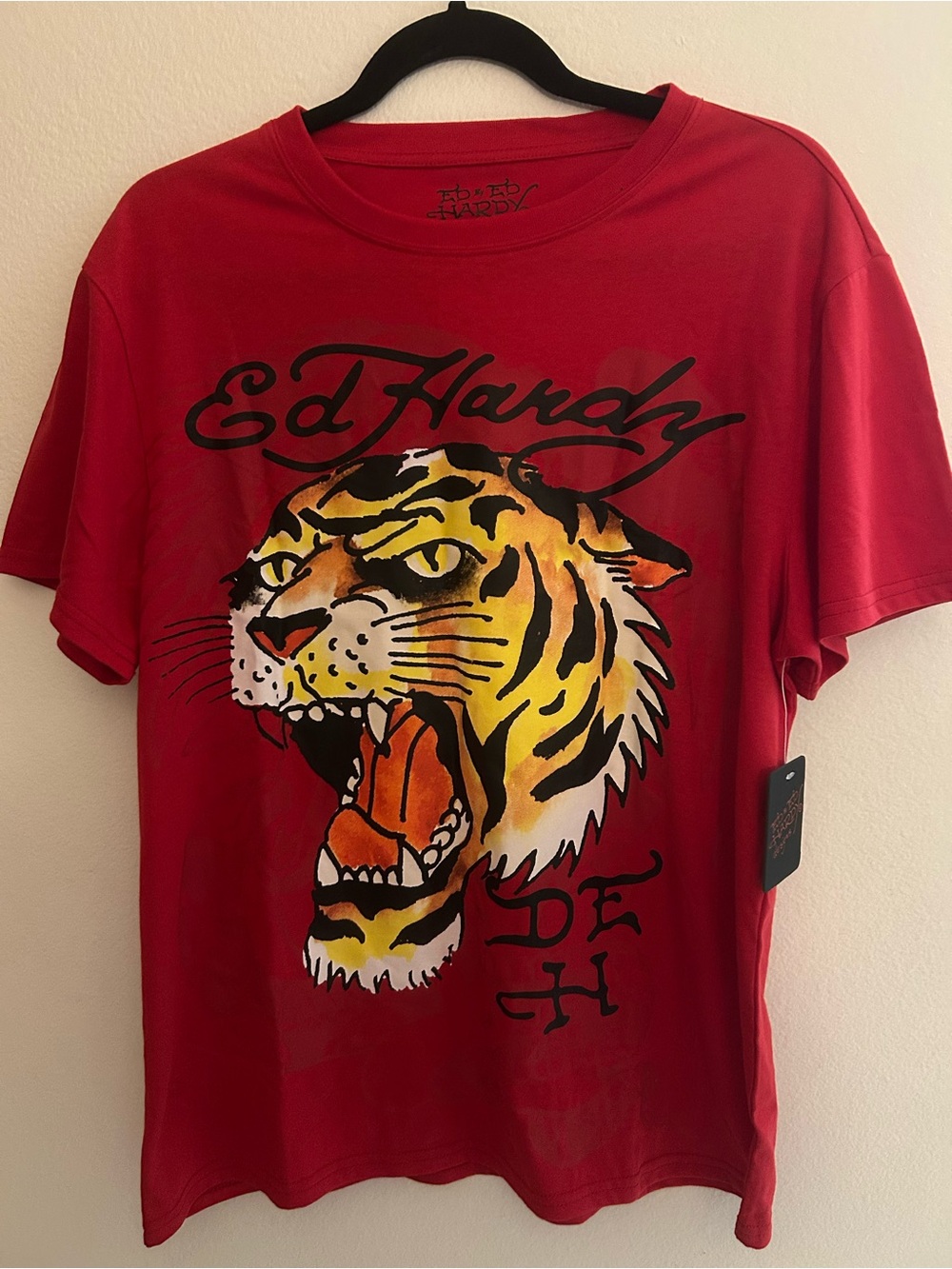 Ed Hardy Red Tee with Roaring Tiger Graphic